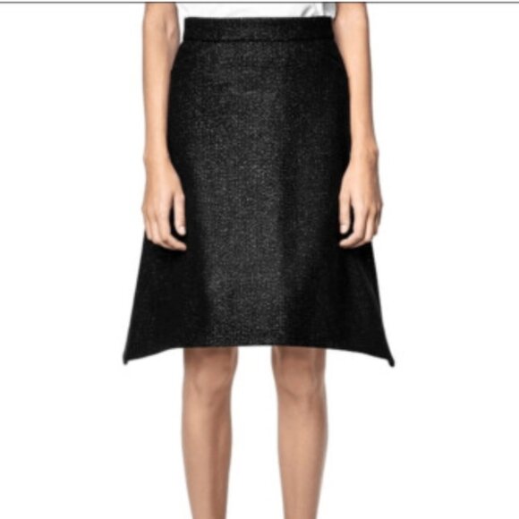 NWT ZADIG & VOLTAIRE JOUR SPARKLE BLACK SILVER METALLIC WOOL BLEND A-LINE SKIRT - Picture 1 of 9